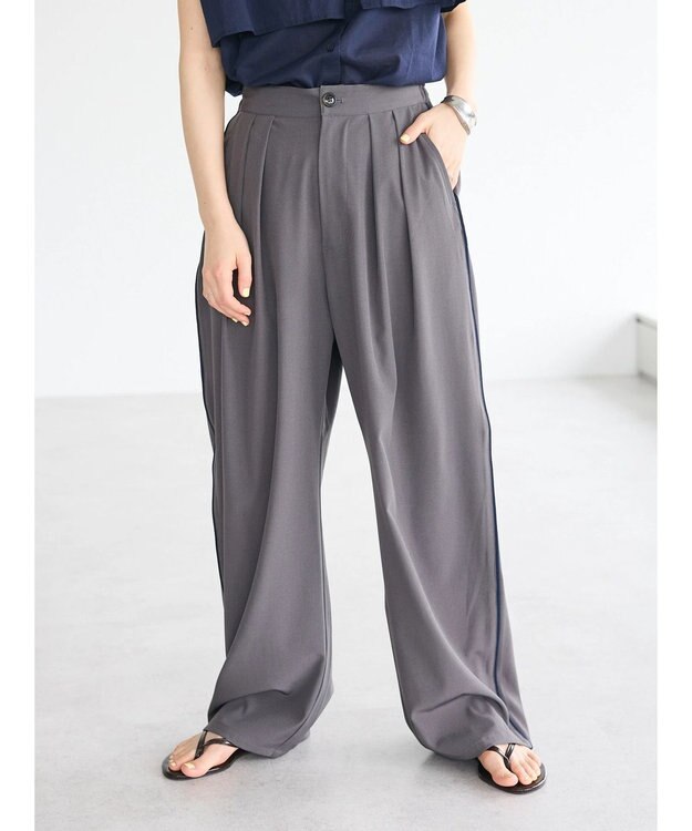 CRAFT STANDARD BOUTIQUE サイド配色パイピングパンツ Gray