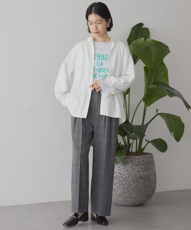 AMERICAN HOLIC イージーケアコクーンバックタックシャツ Off White