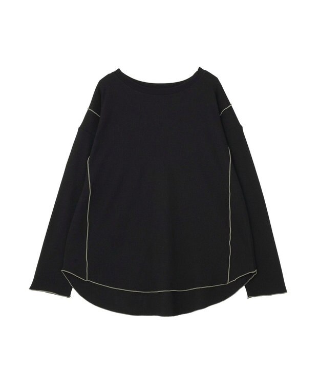 AMERICAN HOLIC 【WEB限定】ワッフル配色メロープルオーバー Black