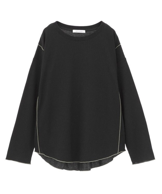 AMERICAN HOLIC 【WEB限定】ワッフル配色メロープルオーバー Black