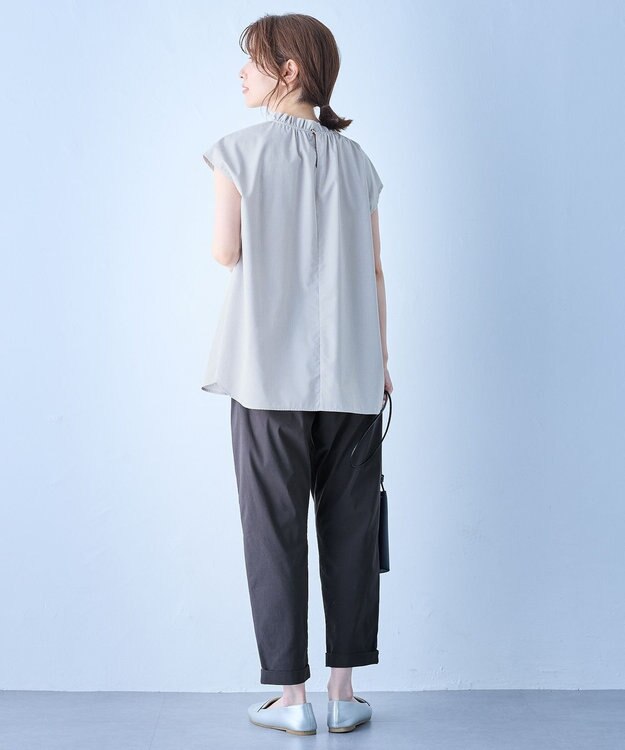 ANY 【抗菌防臭/速乾/手洗い可】エニィファンクション ノースリーブブラウス グレーストライプ