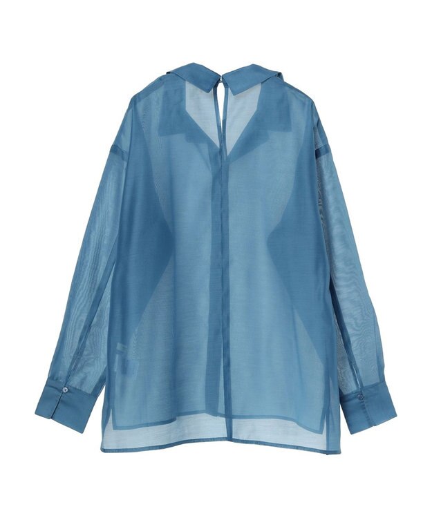 earth music&ecology オープンデザインシアーシャツ Blue