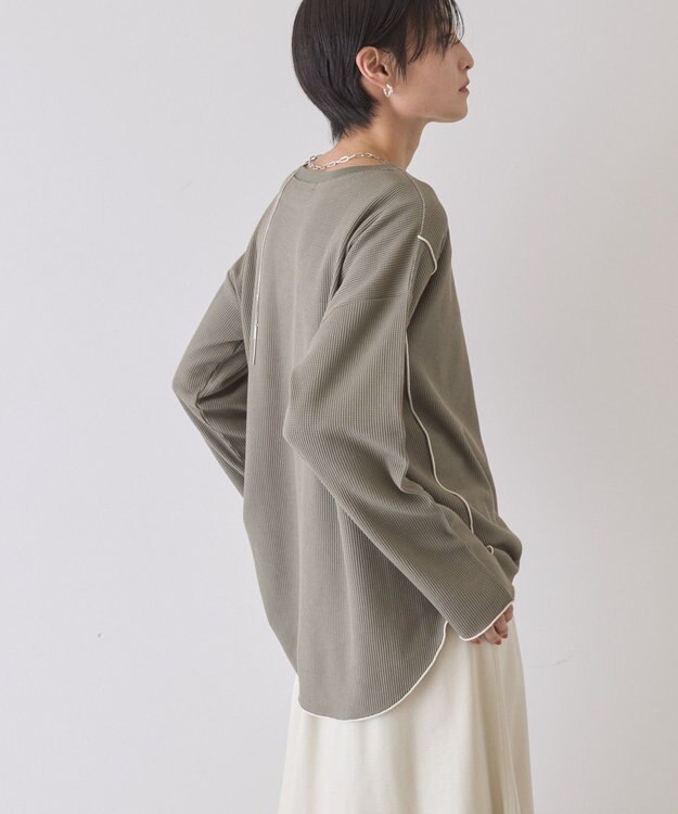 AMERICAN HOLIC 【WEB限定】ワッフル配色メロープルオーバー Khaki