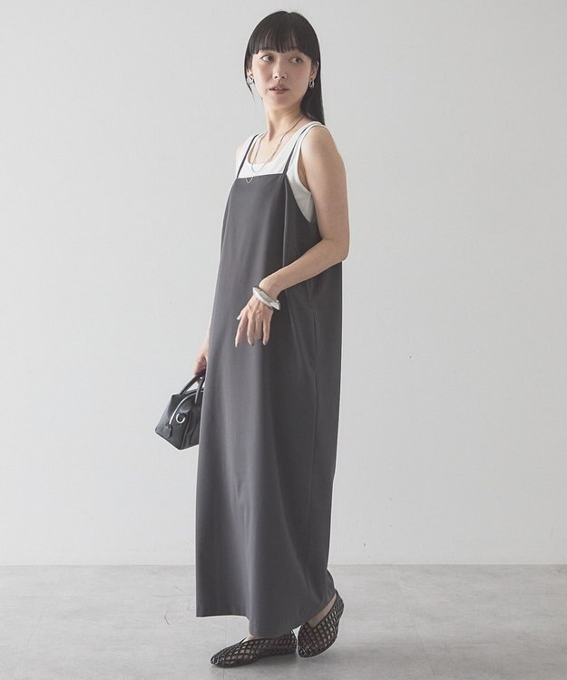AMERICAN HOLIC 【2点セット・マルチ機能】フリルジレ＋Iラインワンピース Charcoal Gray