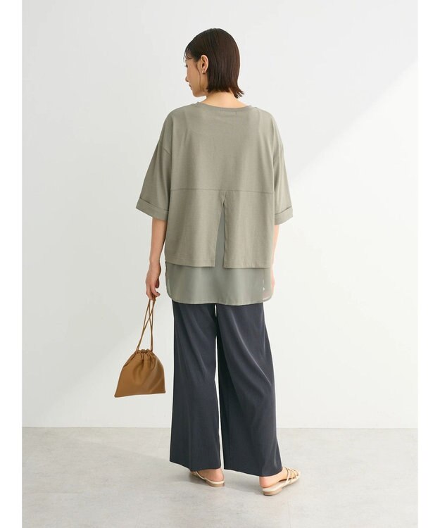 Green Parks ５分袖裾シアードッキングチュニック Khaki