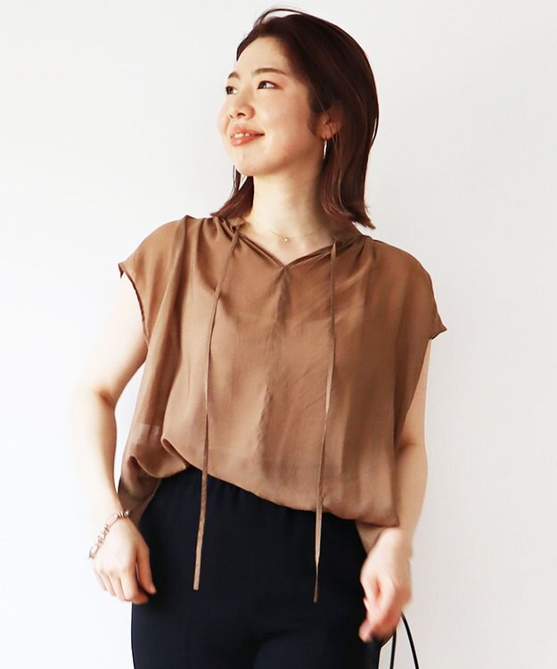 UNFILO 【撥水】ヴィンテージ レーヨン ブラウス キャメル系