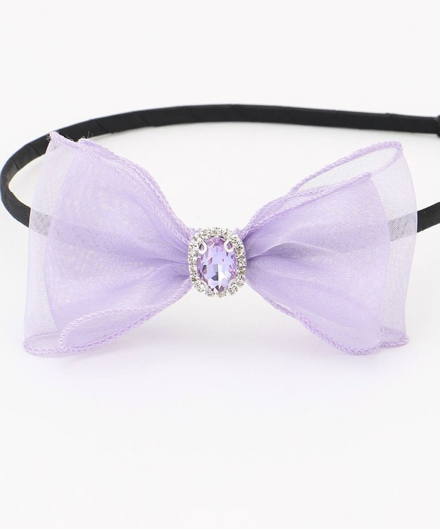 ANY KIDS リボン×ビジューカチューシャ ラベンダー
