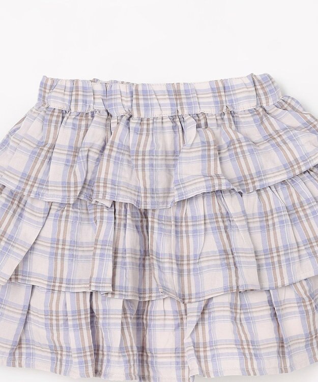 ANY KIDS 【洗濯機可能】ティアード チェックスカパン ブラウン