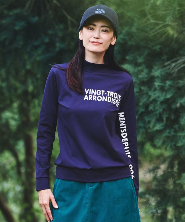 23区GOLF 【WOMEN】【吸水速乾/UVカット】スポーティ モックネックシャツ ネイビー系
