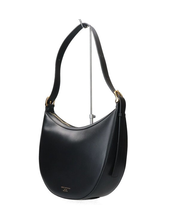 INTER-CHAUSSURES 【CHRISTIAN VILLA】ミディアムサイズレザーホーボーバッグ ブラック