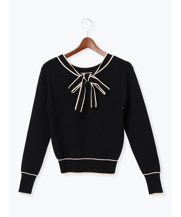 Te chichi 前後2WAYボウタイニットプルオーバー ブラック