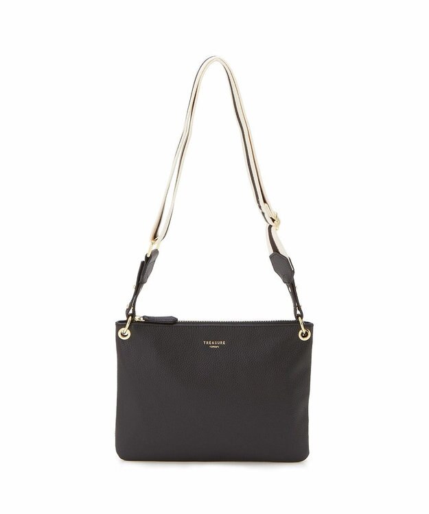 TOPKAPI 【TREASURE TOPKAPI】ストライプベルト・レザー2wayショルダーバッグ ブラック