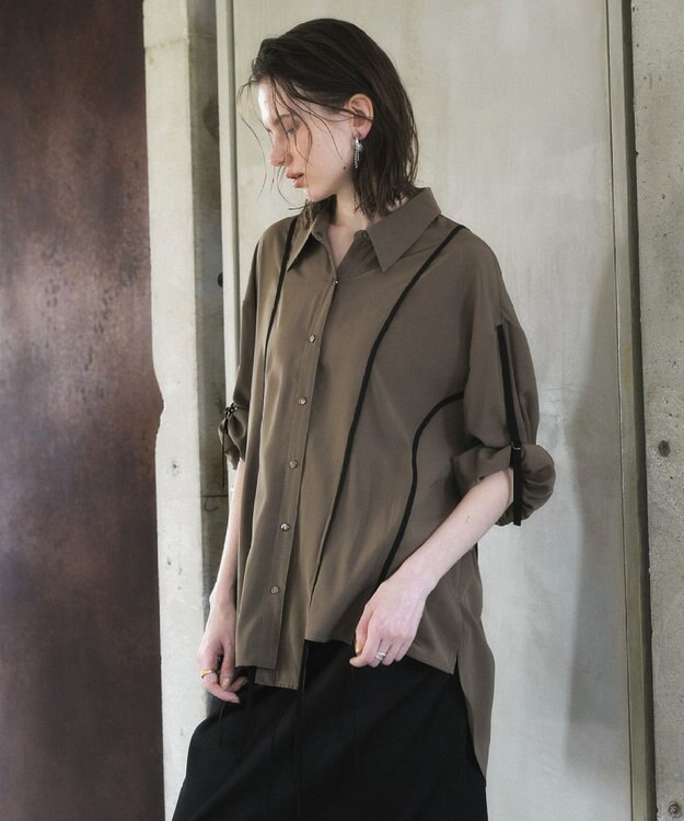 YECCA VECCA ストリングデザインシャツ Khaki