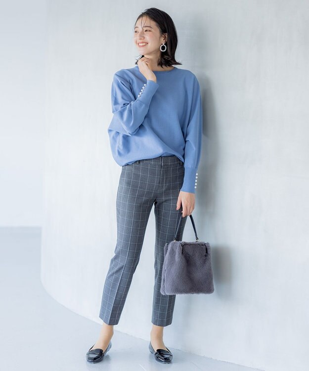 組曲 L 【洗える・WEB限定】2WAYウォームストレッチ テーパードパンツ グレー系3