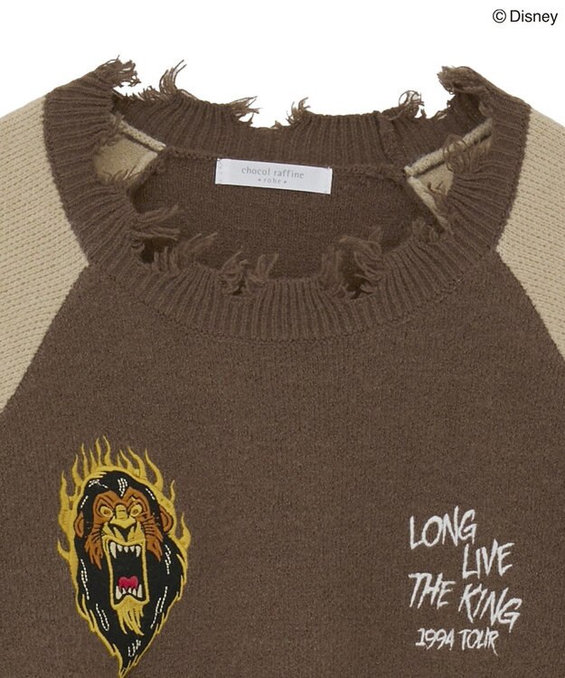 Green Parks VILLAINS/スカー/ダメージラグラン配色ニット Brown