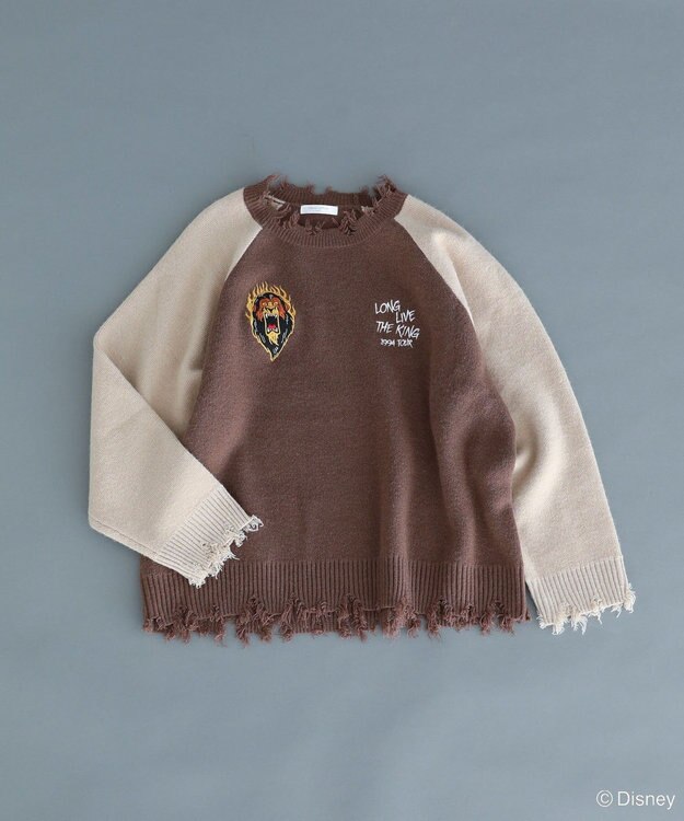 Green Parks VILLAINS/スカー/ダメージラグラン配色ニット Brown