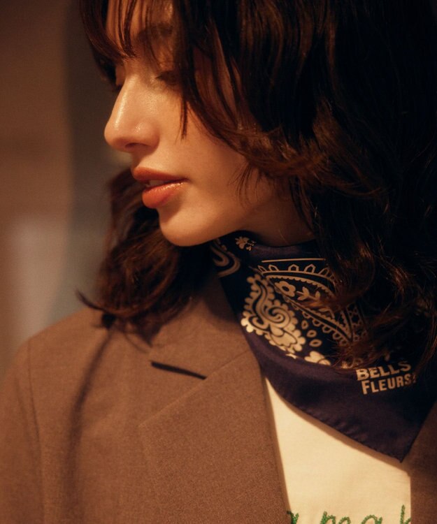 組曲 【Flower Collection】バンダナプチ スカーフ ネイビー系