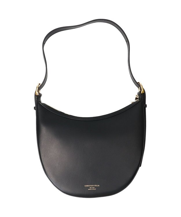 INTER-CHAUSSURES 【CHRISTIAN VILLA】ミディアムサイズレザーホーボーバッグ ブラック