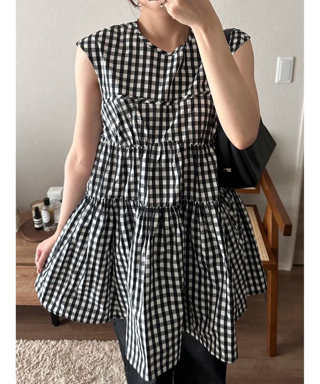 Green Parks コルセット風ミニワンピースⅡ Gingham Check