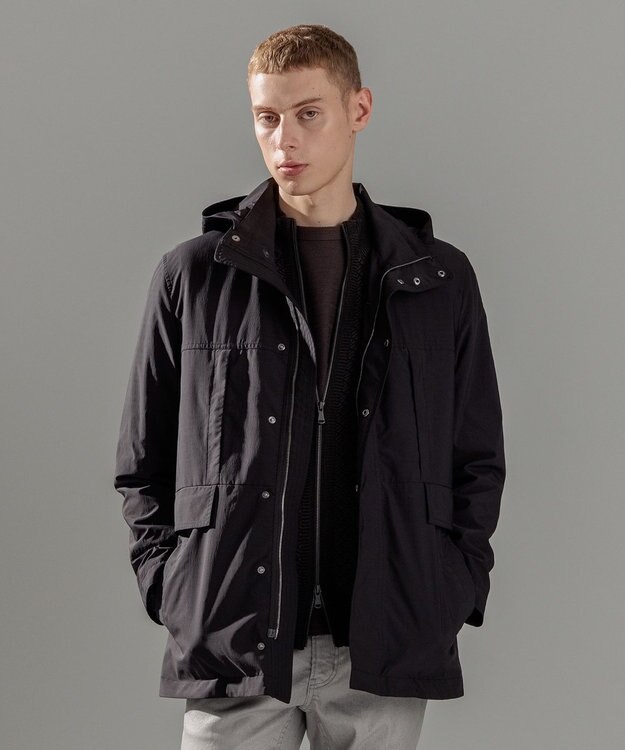 JOSEPH HOMME スプリットピーチストレッチ　コート ブラック系
