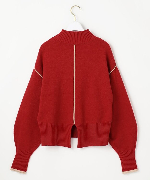 ANY SIS 【洗える・2SET】ボリューム ニット × スエードライク スカート セット レッド×ライトベージュ