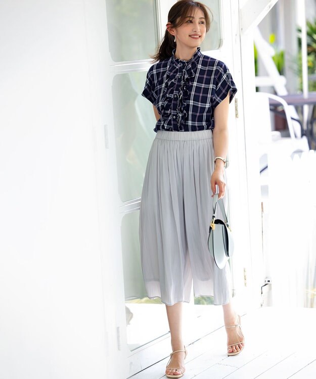 組曲 【秋のNEWカラー追加】ギャザーライトデシン パンツ グレージュ系