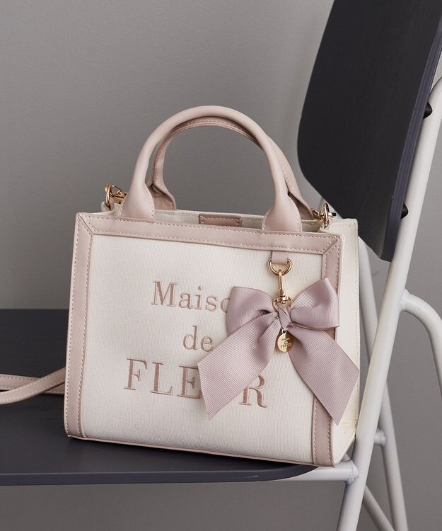 Maison de FLEUR ロゴ刺繍キャンバス2Wayトートバッグ Pink