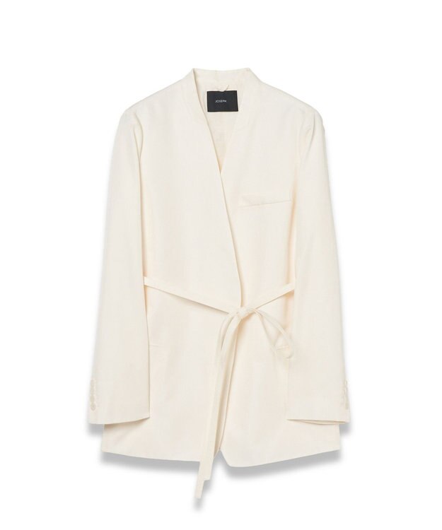 JOSEPH ソフトコットンシルク　ノーカラージャケット Ivory
