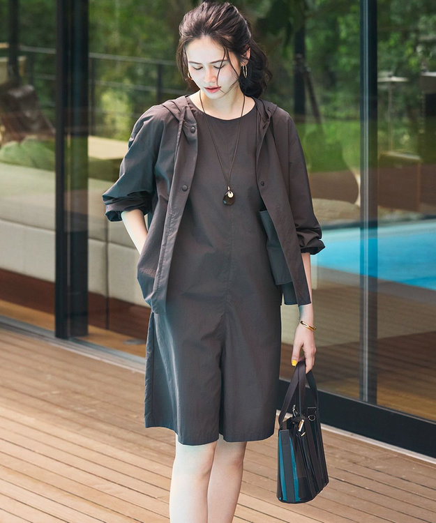 23区 L 【SLOW/一部店舗限定】UVカット/撥水/接触冷感 ナイロンタスランタフタ オールインワン グレー系