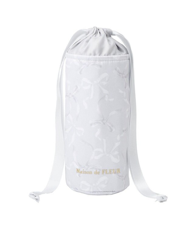 Maison de FLEUR 【保冷機能付き】リボン柄巾着ボトルケース Blue