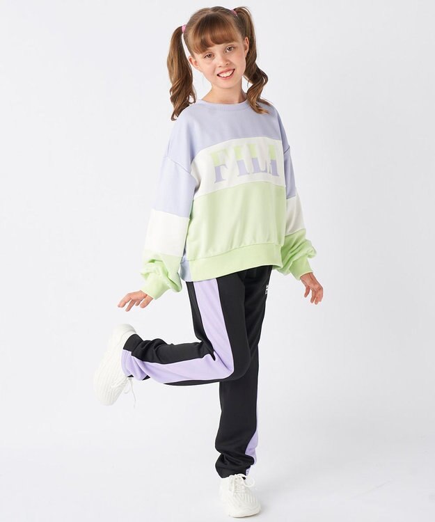 OP／FILA 【FILA】パステルカラークルーネックスウェット/キッズ サックス