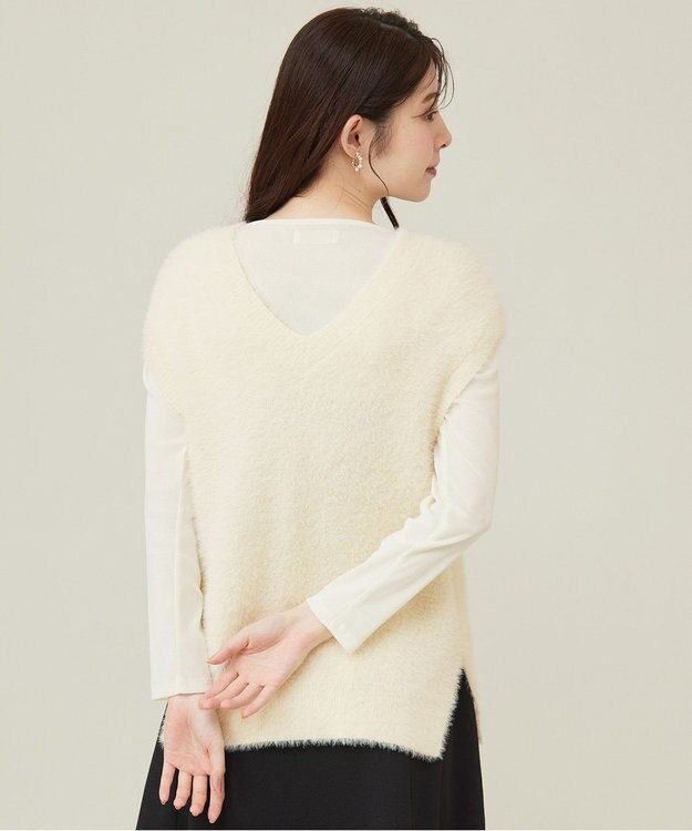 ANY SIS 【前後着用可】シャギーニット ベスト アイボリー