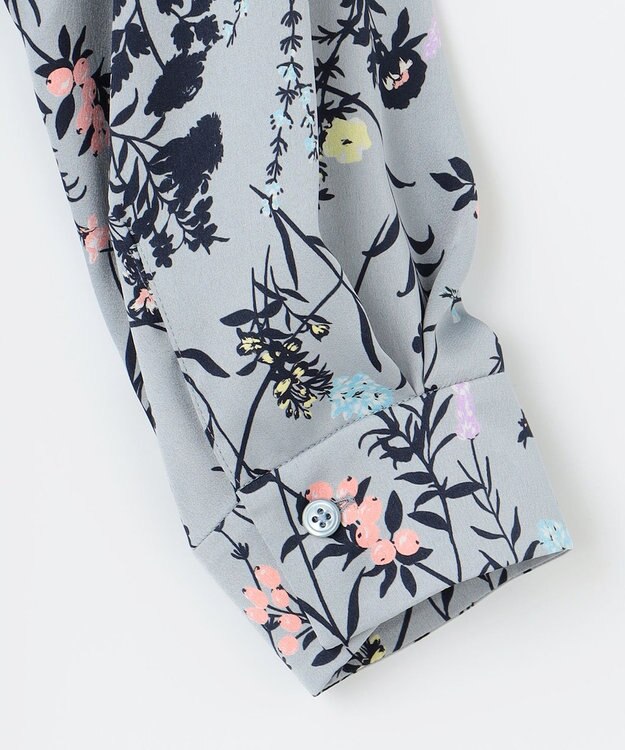 自由区 S 【WEB&一部店舗限定】ハーバルフロープリント8分袖 ワンピース グレイッシュミントベース