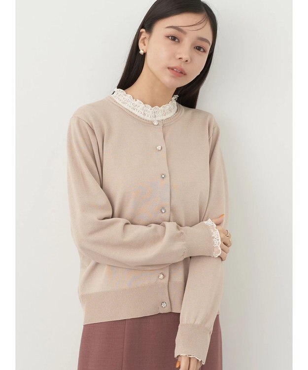 earth music&ecology いろいろ釦クルーネックカーディガン Beige