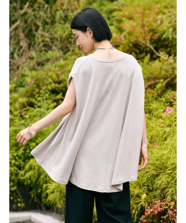 AMERICAN HOLIC 接触冷感フレンチスリーブカットチュニック Gray Beige