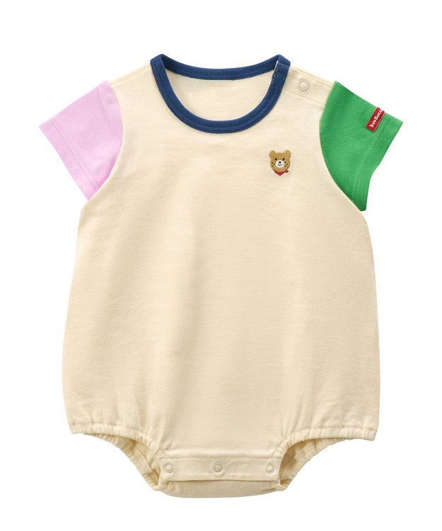 MIKI HOUSE HOT BISCUITS 【70-80cm】【Everyday Series】ワンポイント 半袖ボディシャツ アイボリー