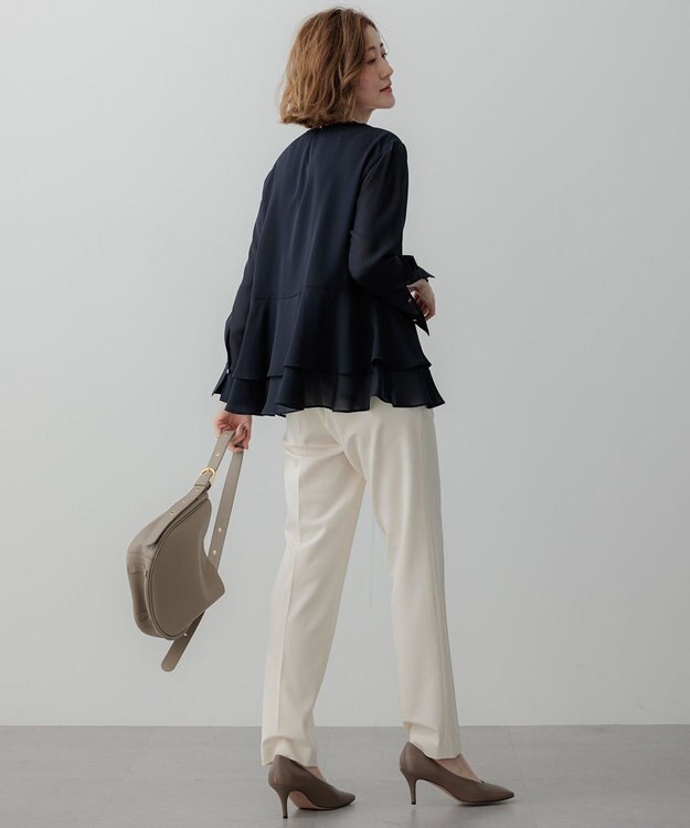 23区 S 【洗える】テプラマットシフォン ブラウス ネイビー系