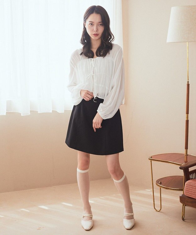 earth music&ecology ＳＥＴ２点シアーシャーリングブラウス＋インナー Off White