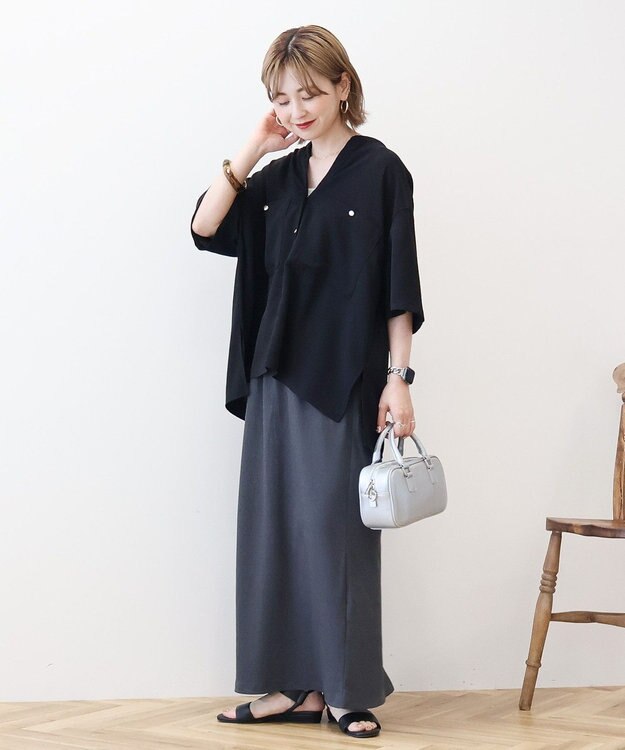 AMERICAN HOLIC 【WEB限定】ミリタリーWポケットスキッパーシャツ Black