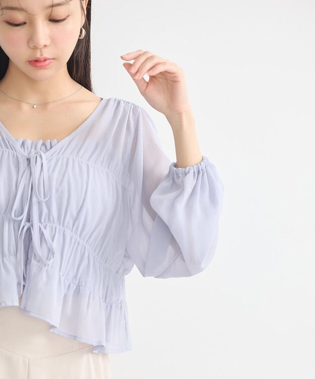 earth music&ecology ＳＥＴ２点シアーシャーリングブラウス＋インナー Blue