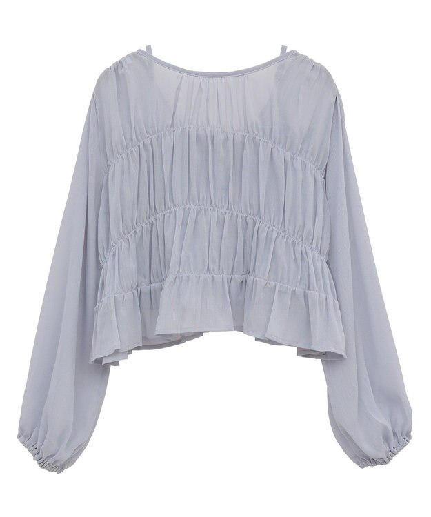 earth music&ecology ＳＥＴ２点シアーシャーリングブラウス＋インナー Blue