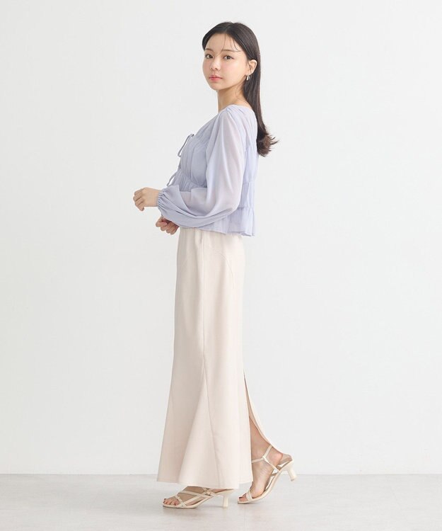 earth music&ecology ＳＥＴ２点シアーシャーリングブラウス＋インナー Blue