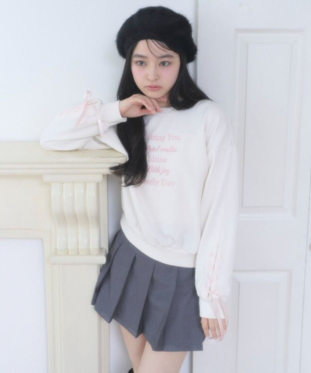 WEGO レースアップリボンスウェット ホワイトアイボリー