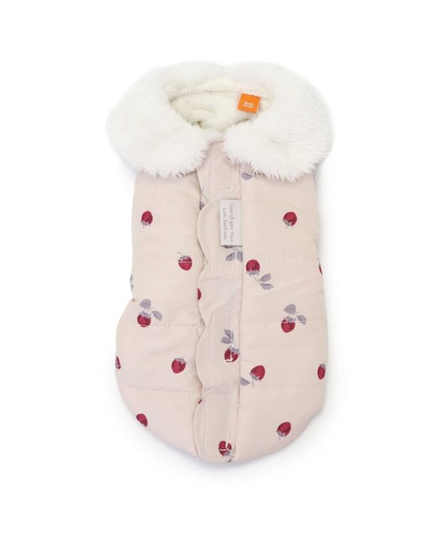 PET PARADISE ペットパラダイス 遠赤外線 背中開き 綿入りベスト 《いちご》 超小型犬 小型犬 ホワイト