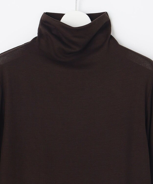 自由区 L 【洗える】ベアフライスボトルネック カットソー ダークブラウン系