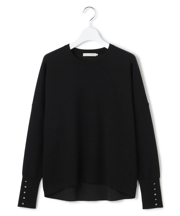 ICB 【洗える】 シルキーウールダブルフェイス ニットプルオーバー ブラック