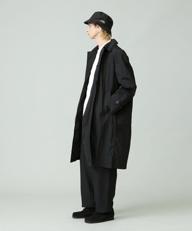 J.PRESS YORK STREET 【UNISEX】ナイロンワッシャーステンカラーコート ブラック系