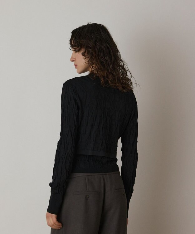 GRACE CONTINENTAL モノグラムニットカーディガン ブラック