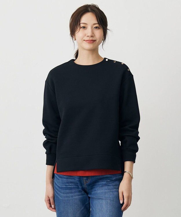 J.PRESS LADIES ダンボールジャージー プルオーバー ブラック系