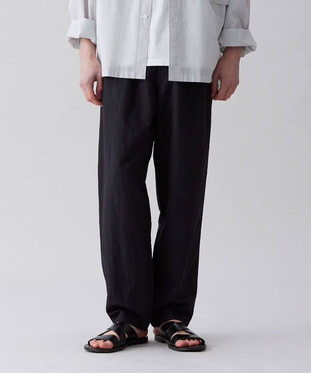 UNFILO MENS ライトリネン ワイドパンツ [23年春夏商品] ブラック
